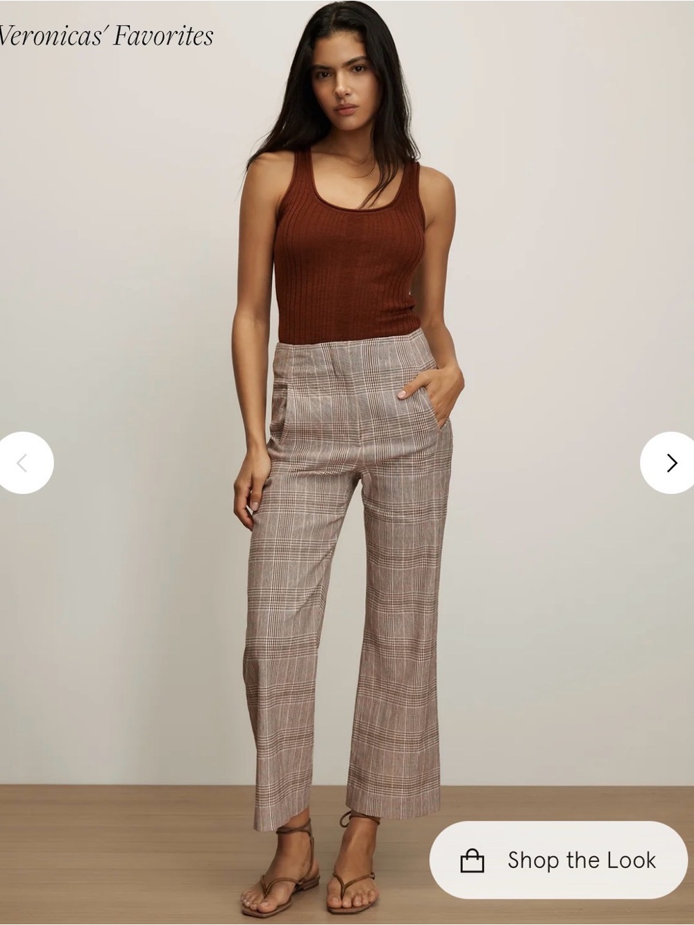 2026 Authentic Veronica Beard Dova Plaids Wide leg pant in Raisin multi